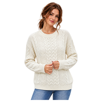 Nouvelle Arrivée 2026 – Pull en Maille Torsadée Décontracté Style Boutique pour Femme, Col Rond, Coupe Ample, Idéal au Quotidien