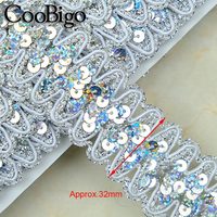 Ruban de dentelle à sequins de 26 mètres pour vêtements de scène exotiques, décoration DIY, accessoire de couture fait main, or et argent