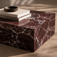 Table basse en marbre Rosa Levanto de style rétro luxueux et moderne, de forme cubique basse, pour salon, villa, hôtel, maison