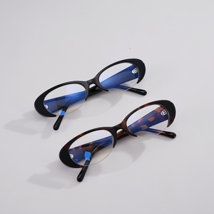 Monturas de Gafas de Acetato al por Mayor de Fábrica, Estilo Ojo de Gato, Media Montura, Logotipo Personalizado, Gafas Ópticas Retro Ovaladas de Media Montura para Mujer, Anti Luz Azul - Product Image 1