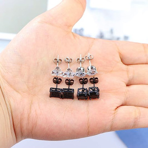 ต่างหูแบบหนีบทรงสี่เหลี่ยมโลหะผสมสังกะสีไมโครอินเสิร์ทสตั๊ดสำหรับผู้ชายผู้หญิงของขวัญเครื่องประดับแฟชั่น - Product Image 4