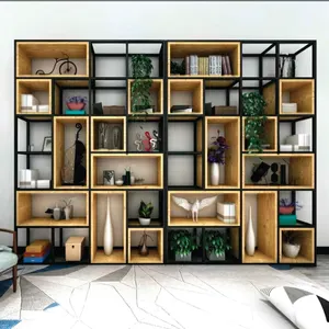 Portatile Moderno Mobili di Grandi Dimensioni di Altezza Libreria, 4 Tiers Industriale Scala di Metallo Libro Scaffale Armadietto Del Vino in Legno per Soggiorno - Product Image 6