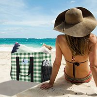 Vente en gros Emballage à bandoulière recyclable à carreaux Lifestyle pour femmes fourre-tout réutilisable sac d'épicerie sacs de plage