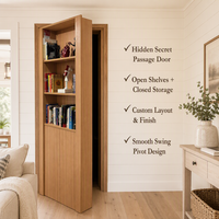 Porte-bibliothèque dissimulée en bois sur mesure, porte battante pour passage secret, étagère de rangement multicouche moderne pour bureau à domicile et bureau
