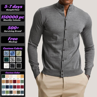 2025 VSCOO vieil argent élégant nouveau Design automne couleur unie à manches longues tricoté plaine personnalisé hommes Cardigan pull