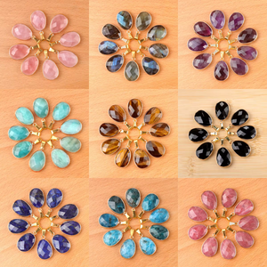Pendentifs en pierres précieuses naturelles à facettes (améthyste, quartz rose, amazonite) plaqués or, prix d'usine, pour la fabrication de bijoux DIY - Product Image 3