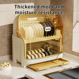 Многофункциональная двухъярусная сушилка для посуды из экологичного пластика с дренажом для кухонных мисок, палочек и столовых приборов - Product Image 1