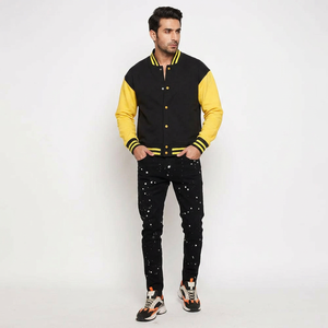 Chaquetas Varsity Lisas Personalizadas al por Mayor para Hombre, Abrigos de Invierno con Cuello Alto y Parches Bordados Personalizados en la Parte Delantera - Product Image 1