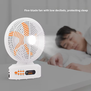 Ventilateur de table solaire <span class=keywords><strong>rechargeable</strong></span> à batterie lithium avec lumière intégrée et <span class=keywords><strong>chargeur</strong></span> pour camping, éclairage et refroidissement extérieur - Product Image 3
