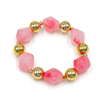 Bracelet multicolore à grosses perles pour femme, en acrylique audacieux, extensible, idéal pour l'été et la plage, bijou tendance et élastique