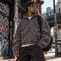 Veste de travail homme personnalisée B2B en toile de coton délavée olive, style vintage avec éclaboussures de peinture, OEM ODM, vente en gros, marque privée