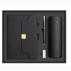 Ensemble de carnet de notes A5 de luxe personnalisé, couverture rigide en PU, journal d'affaires avec stylo, tasse thermos et boîte cadeau, promotion de la remise des diplômes, plusieurs couleurs - Product Image 1