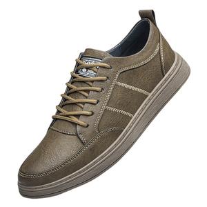 Chaussures décontractées pour hommes avec bande élastique, chaussures en cuir surdimensionnées, chaussures de sport décontractées confortables et respirantes en cuir de vachette pour hommes - Product Image 5