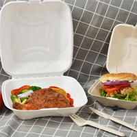 Vaisselle jetable en canne à sucre 6, 8, 9 pouces – Boîte à burger en pulpe compostable écologique – Coque en bagasse pour promotion de restaurant
