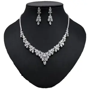 Unique bridal jewelry sets indian cubic zirconia jewelry set necklace earrings Wedding Jewelry for gift