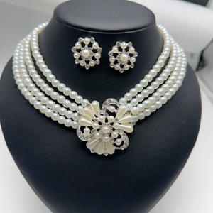 ชุดต่างหูสร้อยคอไข่มุกเทียมลายดอกไม้ชุดสร้อยคอไข่มุกพร้อมต่างหู - Product Image 4