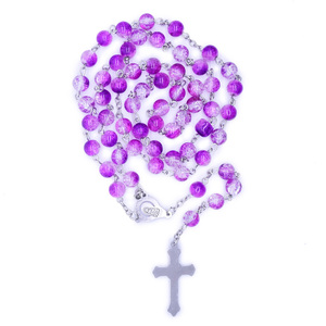 Rosario de cuentas católico con medalla milagrosa, cruz y crucifijo, regalo católico. - Product Image 2