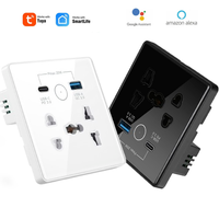Prise Murale Universelle USB Verre Trempé Wi-Fi Type A+C, Fiche Électrique UK 13A Multi-Ports Smart Life, 240V, Avec Interrupteur