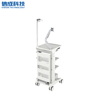 Chariot d'endoscopie moderne OEM en ABS réglable avec bras de moniteur, colonne en alliage d'aluminium et gestion des câbles pour salle d'opération hospitalière