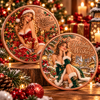 Pièce de monnaie commémorative de Noël personnalisée en cuivre pur 999 de 1 oz, magnifique, pour femme ou fille, avec impression UV en relief 3D, objet de collection et souvenir