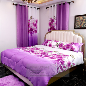 Juego de cama de edredón de 8 piezas tamaño King estilo americano 2025 con patrón impreso cortinas a juego poliéster relleno en Stock - Product Image 2
