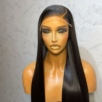 Peluca frontal de encaje HD 13*4, cabello humano virgen vietnamita sin procesar de alta calidad, liso, color natural.