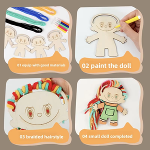 Decorazioni Artigianali in Legno Qiaike, Giocattoli Educativi Fai-da-Te per Bambini con Pittura a Mano e Tessitura di Capelli in Filato - Product Image 3