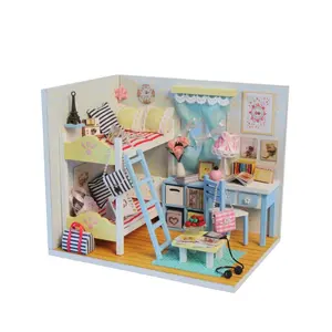 Maison de poupée en bois, échelle 1 24, bricolage Miniature, petite maison de poupée, modèle de chambre pour filles, Diy, vente en gros, offre spéciale