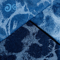 Kain Denim Jacquard Tenun Awan Motif Tinta, Ukuran Besar, Warna Indigo Biru Abstrak, Unisex, Pakaian Trendi untuk Wanita, Langsung dari Pabrik