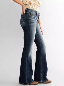 YUANBOFEI Jeans di Alta Qualità da <span class=keywords><strong>Donna</strong></span>, Jeans <span class=keywords><strong>Neri</strong></span> Skinny a Zampa d'Elefante, Vita Alta, Elasticizzati, <span class=keywords><strong>Slim</strong></span> <span class=keywords><strong>Fit</strong></span>, <span class=keywords><strong>Pantaloni</strong></span> a Campana per Uso Quotidiano - Product Image 2