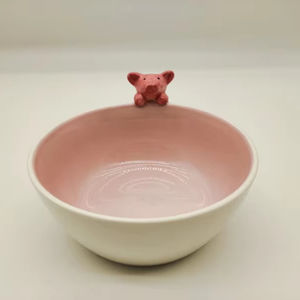 Cuenco <span class=keywords><strong>de</strong></span> cerámica Porky Pig pintado a mano personalizado, estilo bohemio Oriental ecológico para el hogar, cocina, ensaladera <span class=keywords><strong>de</strong></span> Año Nuevo - Product Image 1