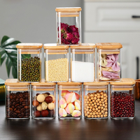 Récipient de stockage alimentaire carré en verre pour cuisine, multifonctionnel, en verre, hermétique, de qualité alimentaire, avec couvercle