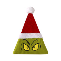Gorro de Santa Claus de Peluche Estilo Grinch de JIN PENG para Adultos y Niños, Regalo para Fiestas de Disfraces Navideños