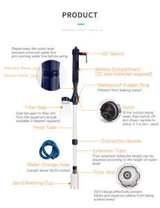 Chicos LD 09 Accu-aangedreven milieuvriendelijke plastic verstelbare krachtige aquariumsifon grindreiniger 20-60cm - Product Image 4