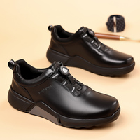Nouvelles baskets en cuir de vachette première couche respirantes pour hommes, à lacets rapides, en cuir véritable noir, confortables pour le travail, tailles 38-44, de marque