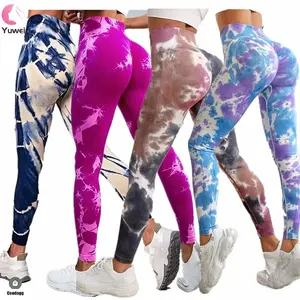 2023 vendita calda a vita alta tie dye leggings scrunch butt palestra yoga leggings per le donne
