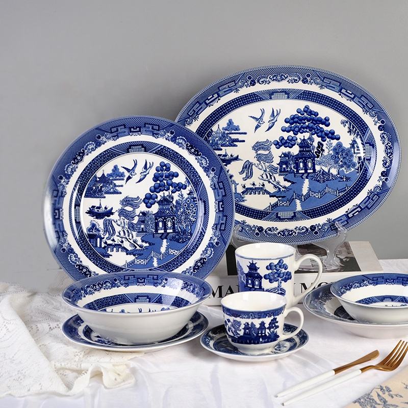 Blue Willow Blue And White China Dinner Set Blue Willow Dinner
