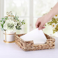 Panier de rangement carré en jacinthe d'eau tressé à la main, fait sur mesure, pour mouchoirs, fleurs, pique-nique, usage domestique, OEM d'usine