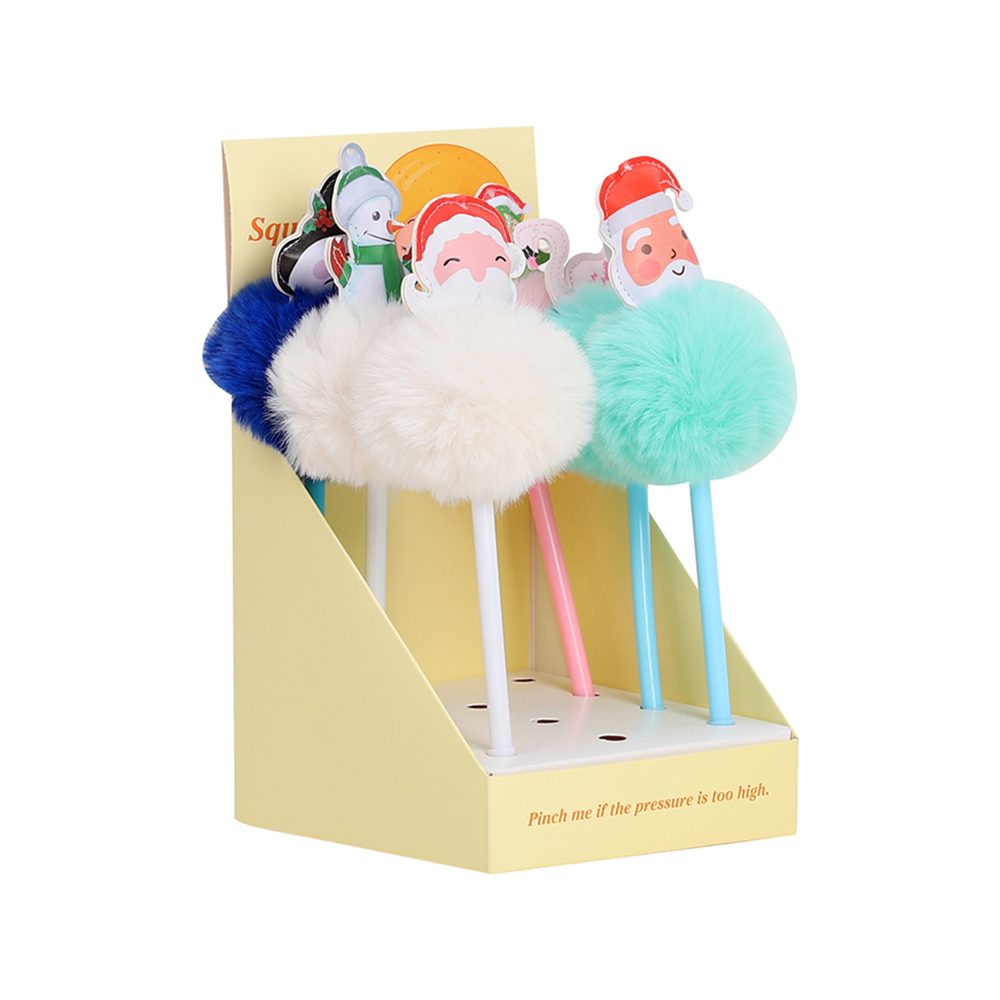 Дешевая мягкая симпатичная пушистая шариковая плюшевая гелевая ручка из ПВХ на заказ с пользовательским логотипом для рекламной ручки Рождественская оптовая продажа