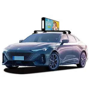 شاشة عرض إعلانية P2.5 علوية على سقف السيارة توضع أعلى سيارة أجرة بحجم 960 ملم × 320 ملم شاشة إعلانية فيديو بإضاءة ليد