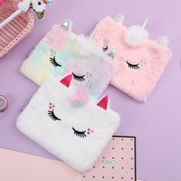 Trousse de Maquillage Kawaii 3D Licorne à Cornes Argentées en Peluche Moelleuse, Étui de Voyage Brodé Étoiles pour Crayons et Cosmétiques, Cadeau pour Adolescentes et Enfants