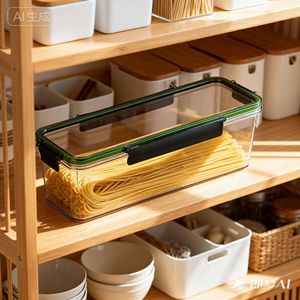 Noodle Storage Box Rectangle Clip-On Lid Food Grade For Pasta Dried Noodles Grains Kitchen Organization Container - Product Image 1
