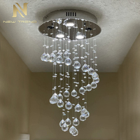 Luminaires de décoration intérieure de Style moderne, lustre LED en acier inoxydable cristal pour salon, escalier