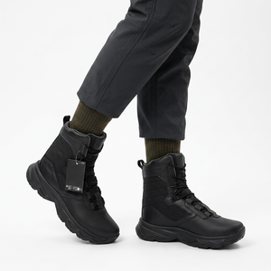 Bottes d'hiver imperméables en cuir PU noir pour hommes TSB78, semelle épaisse antidérapante, bottes de marche chaudes pour l'extérieur, vente en gros - Product Image 1