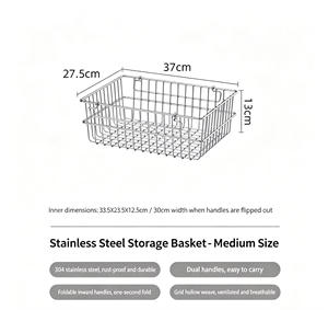 304 Stainless Steel <b>Storage</b> <b>Basket</b>, Kitchen <b>Storage</b> <b>Basket</b>, Household Miscellaneous <b>Storage</b> Box, Bathing <b>Basket</b>, <b>Storage</b> Gadget - Product Image 4