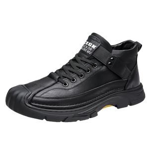 Chaussures de randonnée en cuir pour hommes, bout rond, doublure en polaire, semelle extérieure en caoutchouc, semelle intermédiaire en EVA, bottes décontractées isolantes pour l'automne - Product Image 5