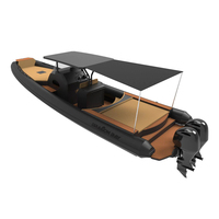 Bateau rigide gonflable hypalon de haute qualité 38ft 11.5m, bateau en aluminium à fond plat, bateau côtelé à vendre
