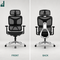 Chaise de bureau ergonomique respirante en maille avec appui-tête réglable 4D, accoudoirs réglables 5D, support lombaire en acier inoxydable