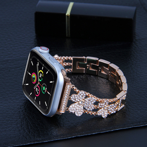 Correas de Reloj Ultra Series 8 7 6 para Mujer, de Lujo, con Diamantes, Aleación Plateada/Oro Rosa, Diseño Floral, 45mm 41mm, para Relojes de Última Generación - Product Image 6