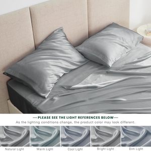 Sẵn Sàng Để Tàu Lụa Satin Khăn Ga Giường Đặt Khách Sạn Sang Trọng Nữ Hoàng Vua Kích Thước Tùy Chỉnh Chất Liệu Tre Satin Tấm Phẳng Cho Giường - Product Image 3